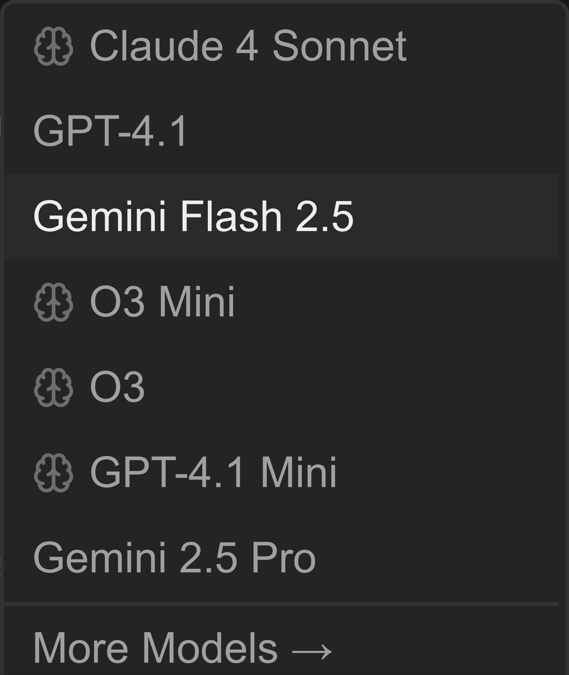 AI model selector showing Claude, GPT-4, Gemini options